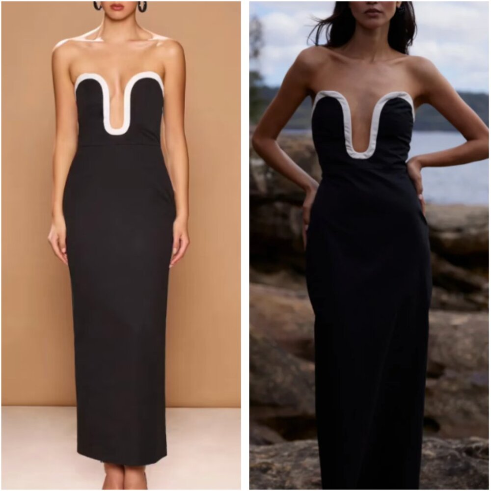 NWT Sonya Moda Romme Strapless Maxi Dress - Black Noir AU6/US2 Cocktail Party